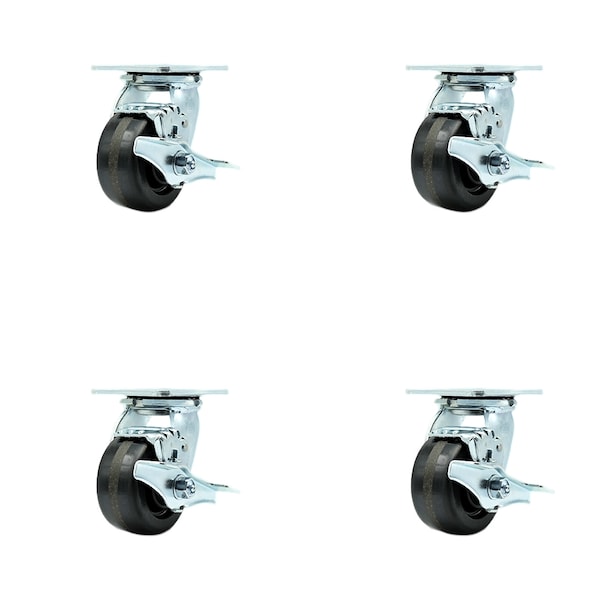 Greenlee Caster Set - MA6065 GMX Cart -4 Swivel with Brakes - SCC, 4PK